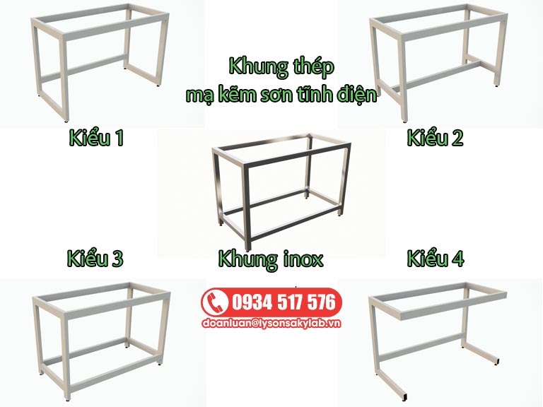 Các kiểu khung sắt bàn thí nghiệm