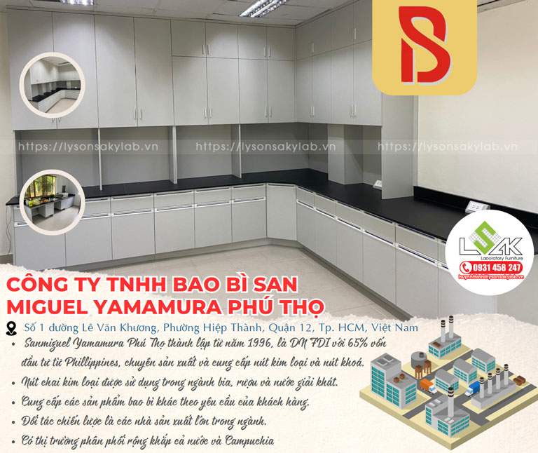 Lắp đặt bàn thí nghiệm tại Công Ty TNHH Sanmiguel Yamamura Phú Thọ