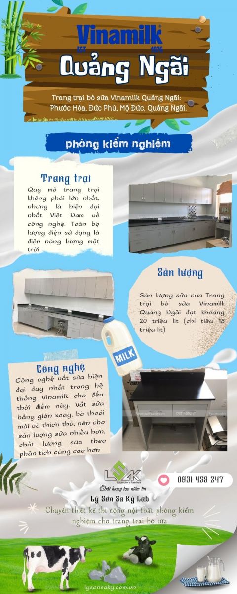 Lắp đặt bàn thí nghiệm phòng kiểm nghiệm Trang trại bò sữa Vinamilk Quảng Ngãi