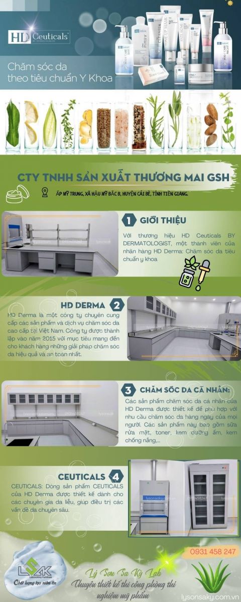Lắp đặt nội thất phòng thí nghiệm hóa mỹ phẩm GSH HD Ceuticals