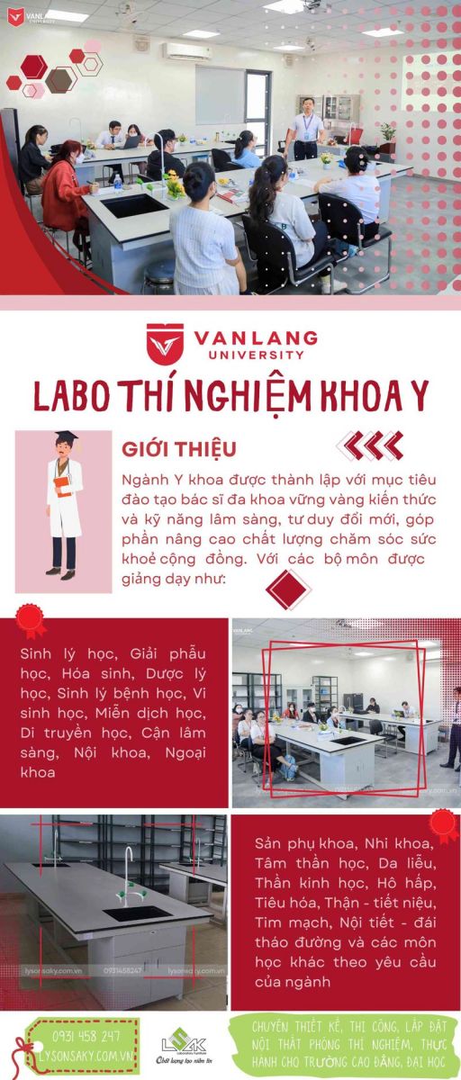 Cung cấp bàn thực hành cho Labo thí nghiệm Y khoa Đại học Văn Lang