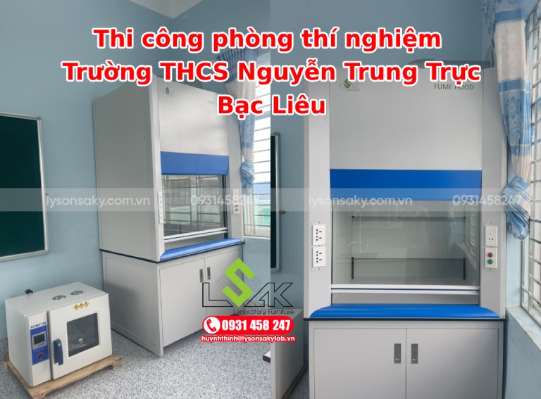 Thi công lắp đặt nội thất phòng thí nghiệm Trường THCS Nguyễn Trung Trực - Bạc Liêu