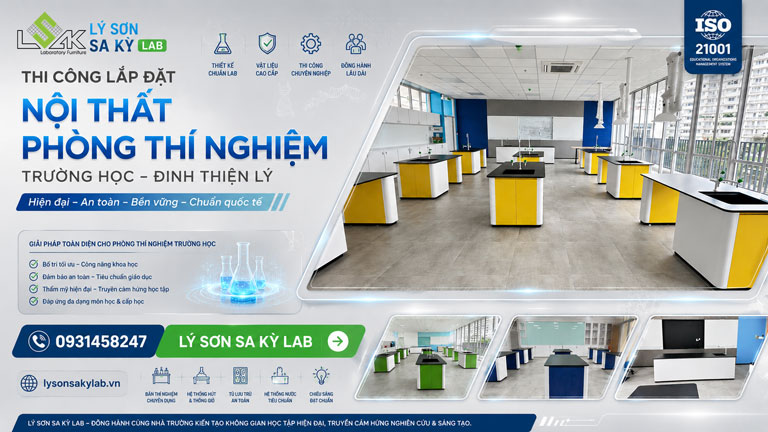 Thi công nội thất phòng thí nghiệm Trường THCS và THPT Đinh Thiện Lý