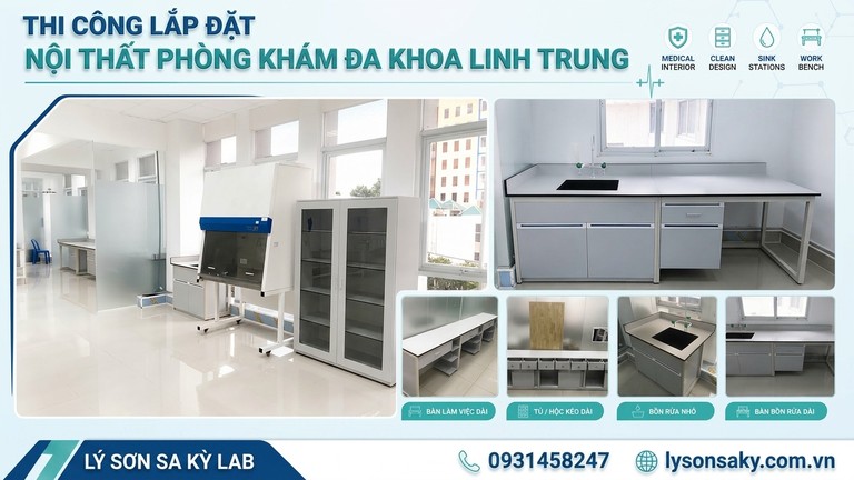 Thi công nội thất phòng xét nghiệm Phòng Khám Đa Khoa Linh Trung