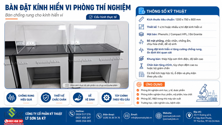 bàn đặt kính hiển vi chống rung 