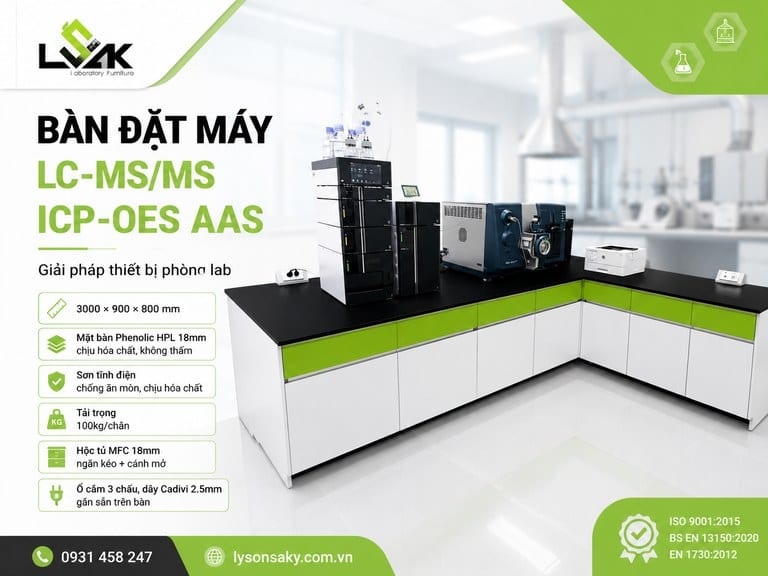 Bàn đặt máy LC-MS/MS ICP-OES AAS