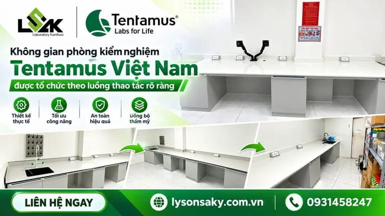 Không gian phòng kiểm nghiệm Tentamus Việt Nam được tổ chức theo luồng thao tác rõ ràng