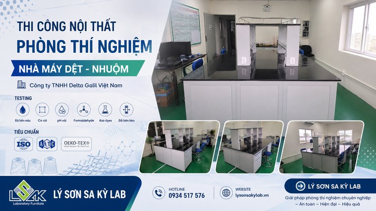 Thi công nội thất phòng thí nghiệm Nhà máy Dệt – Nhuộm – May Công ty TNHH Delta Galil Việt Nam