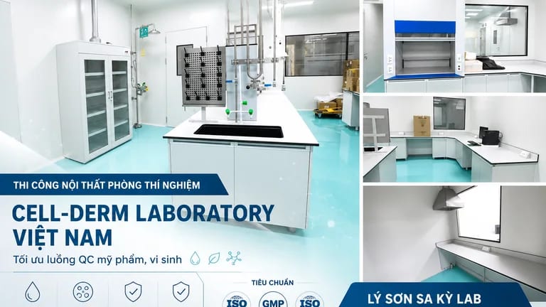 Thi công nội thất phòng thí nghiệm cho CELL-DERM LABORATORY VIỆT NAM – Tối ưu luồng QC mỹ phẩm