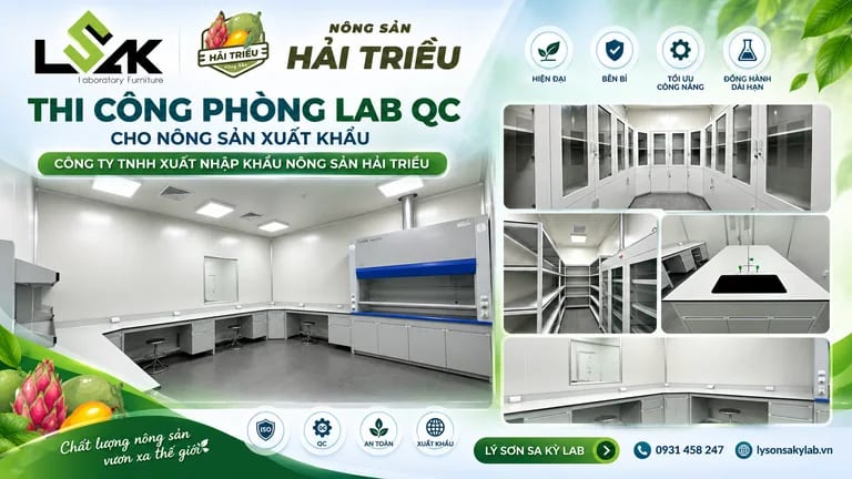 Thi công phòng lab QC cho nông sản xuất khẩu của Công ty TNHH Xuất Nhập Khẩu Nông Sản Hải Triều