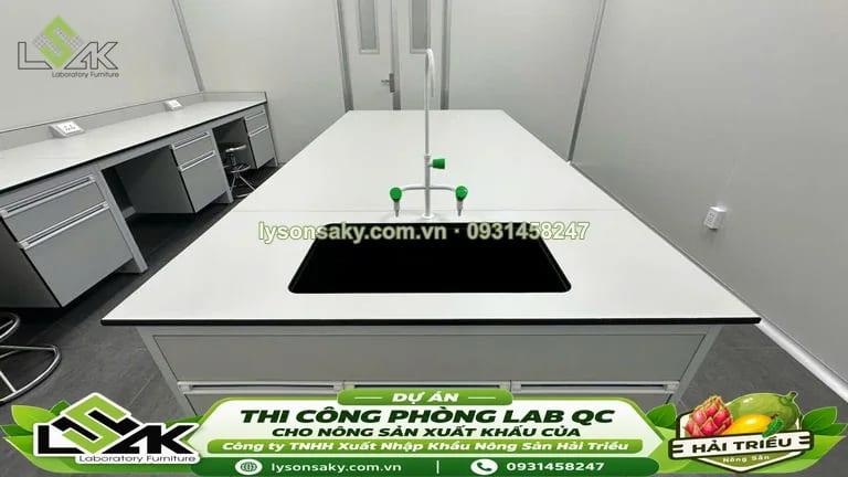 Bàn thí nghiệm trung tâm có bồn rửa