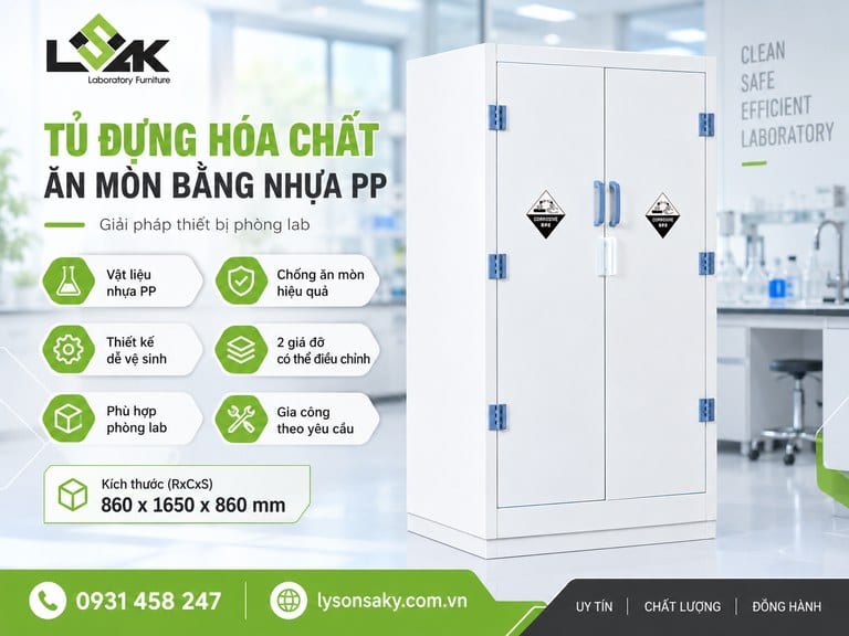 Tủ đựng hóa chất ăn mòn bằng nhựa PP