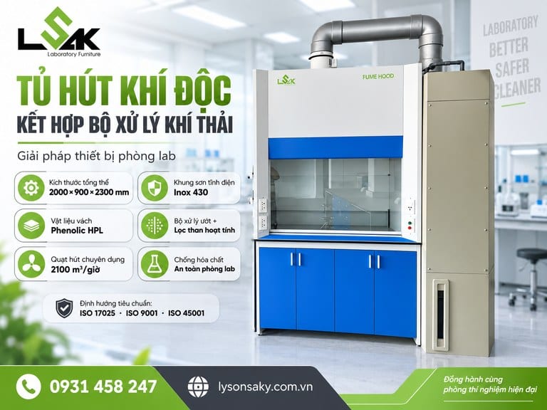 Tủ hút khí độc kết hợp bộ xử lý khí thải
