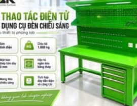 Bàn thao tác điện tử có kệ dụng cụ đèn chiếu sáng