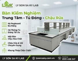 Bàn TN trung tâm-Hộc tủ kín-Chậu rửa